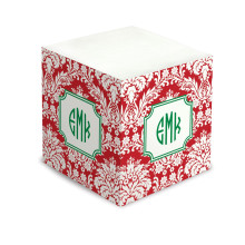 Red Damask Self Stick Memo Cube - Style 60