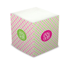 Pink Plaid Self Stick Memo Cube - Style 9