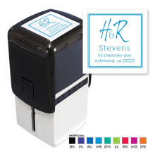 Calligraphy Initials Square Stamper - Black ink & 1 Color Refill