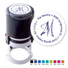Abstract Initial Round Stamper - Black ink & 1 Color Refill