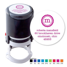 Scallop Initial Round Stamper - Black ink & 1 Color Refill