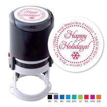 Happy Holidays! Round Stamper - Black ink & 1 Color Refill