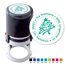 Christmas Tree Round Stamper - Black ink & 1 Color Refill