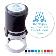 Scrolling Initial Round Stamper - Black ink & 1 Color Refill