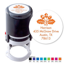 Autumn Acorn Round Stamper - Black ink & 1 Color Refill