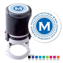 Bold Initial Round Stamper - Black ink & 1 Color Refill