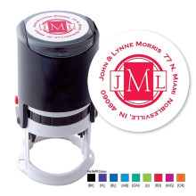 Block Monogram Round Stamper - Black ink & 1 Color Refill