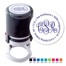 Script Monogram Round Stamper - Black ink & 1 Color Refill