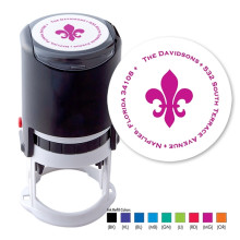 Fleur De Lis Round Stamper - Black ink & 1 Color Refill