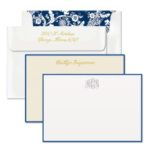Foil Stamped Navy Bordered Correspondence Cards 