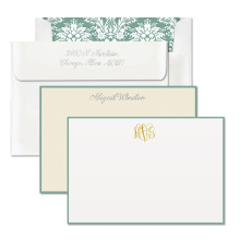Foil Stamped Sage Bordered Correspondence Cards 