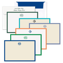 DYO Wide Hand Bordered Correspondence Cards with Monogram