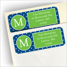 Navy/Lime Dots Address Labels
