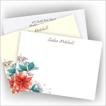 Teal Floral Correspondence Card