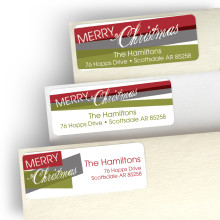 Merry Christmas Stripes Address Label