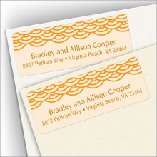 Peach Woodblock Pattern Address Labels