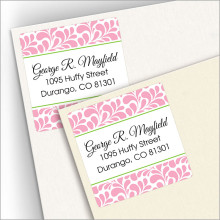 Pink Paisley Square Address Labels