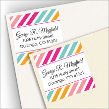 Diagonal Stripes 1 Square Address Labels