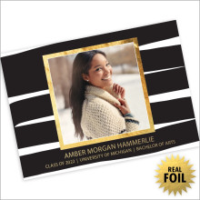 Wide Stripes Foil Photo Card Announcement