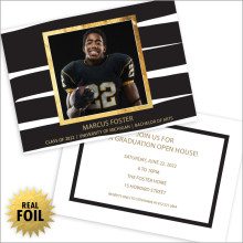 Wide Stripes Foil Photo Card Invitation