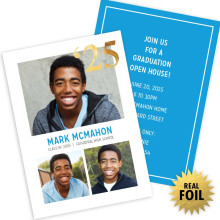 Grad Trio Foil Photo Card Invitation