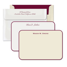 Wine Rounded Hand Bordered Correspondence Cards