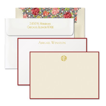 Foil Stamped Wine Bordered Correspondence Cards 