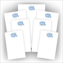 Desk Memo Pad Set  with Monogram - White