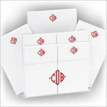 Desk Memo Pad Set & Acrylic Holder with Monogram - White