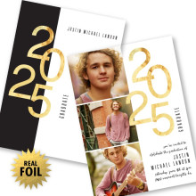 Triple Photo Strip Foil Graduation Invitation