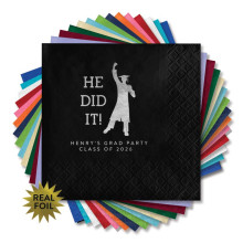He Did it!  - Foil Beverage Napkins
