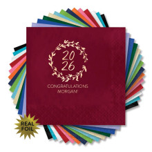 Year Grad Wreath - Foil Beverage Napkins