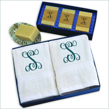 Personalized Hand Towels And Soap Trio Gift Set