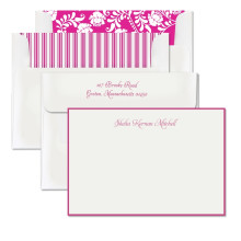 Hot Pink Hand Bordered Correspondence Cards