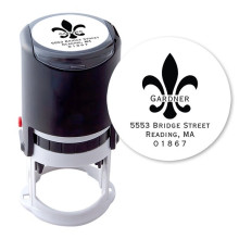 Name Inset Fleur De Lis Round Stamper