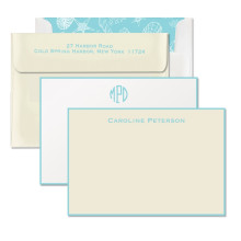 Aqua Hand Bordered Correspondence Cards