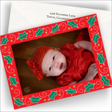 Holly Border Photo Cards - Horizontal