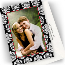Black Damask Photo Cards - Vertical