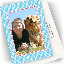 Blue Greek Key Photo Cards - Vertical