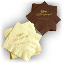 Chocolate and Ivory Thanksgiving Cocktail Napkin Set