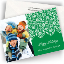 Christmas Green Damask Photo Cards