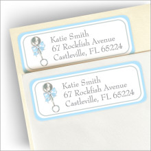 Classic Rattle Blue Return Address Label