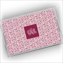 Designer Serving Trays - Large - with Monogram - Floral
