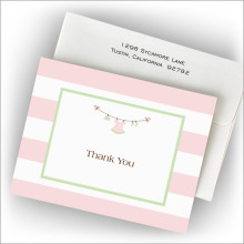 Girl Clothes Line Fold Note - Thank You