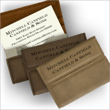 Leather Flip Business Card Holder & Thermograved Business Cards