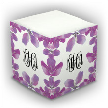 Lavender Floral Self Stick Memo Cube - Style 17