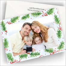 Pine Boughs with Ribbon Photo Cards - Horizontal