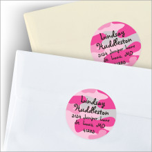 Pink Camo Round Stickers