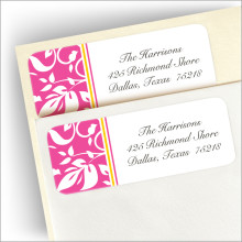 Pink Damask Address Labels