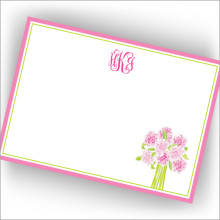 Pretty Pink Peony Correspondence Cards with Monogram